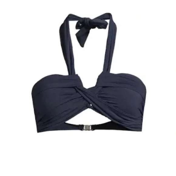 Seafolly Australia Bandeau Navy Blue Halter Bikini Top, Size 8 - Picture 1 of 8